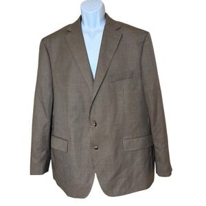 Lauren Ralph Lauren Black Label Mens Blazer‎ Plaid Brown Size 48R Business Work
